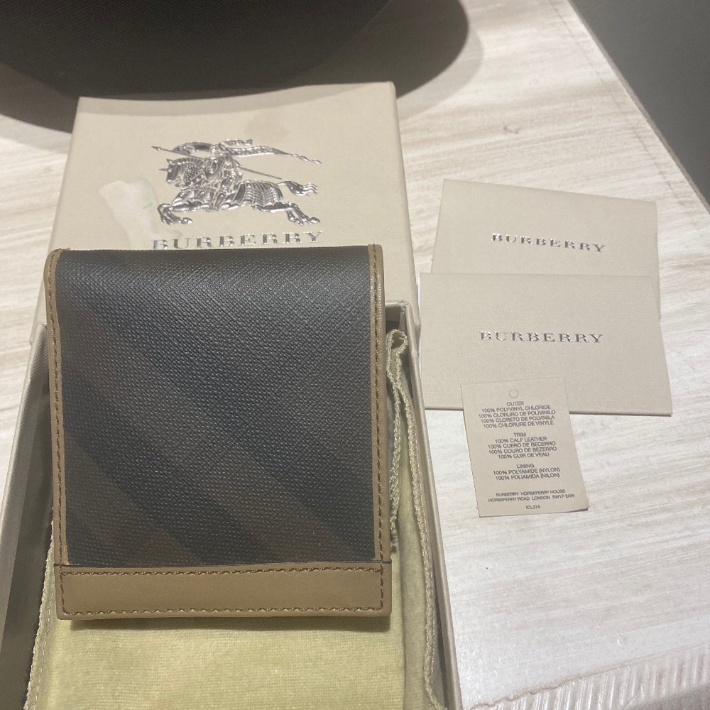 Burberry smoked check credit card wallet